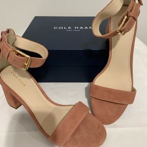 NIB COLE HAAN Clarette Block Heel Sandal in Cedarwood Suede (Sz 6)!